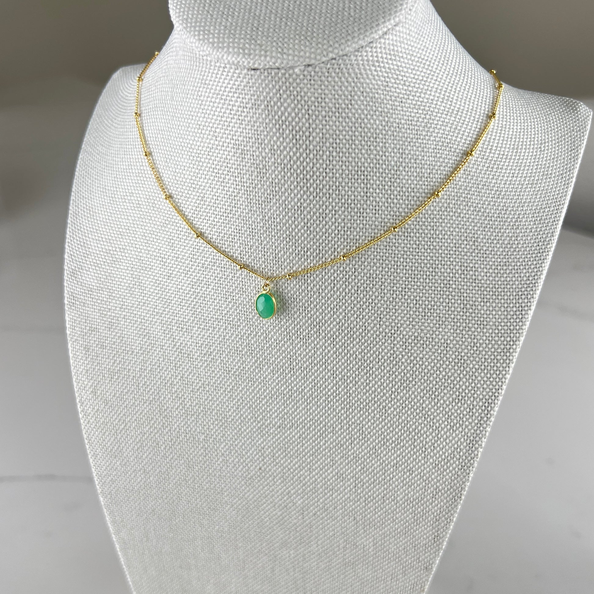 Green Chrysoprase Necklace | Gold