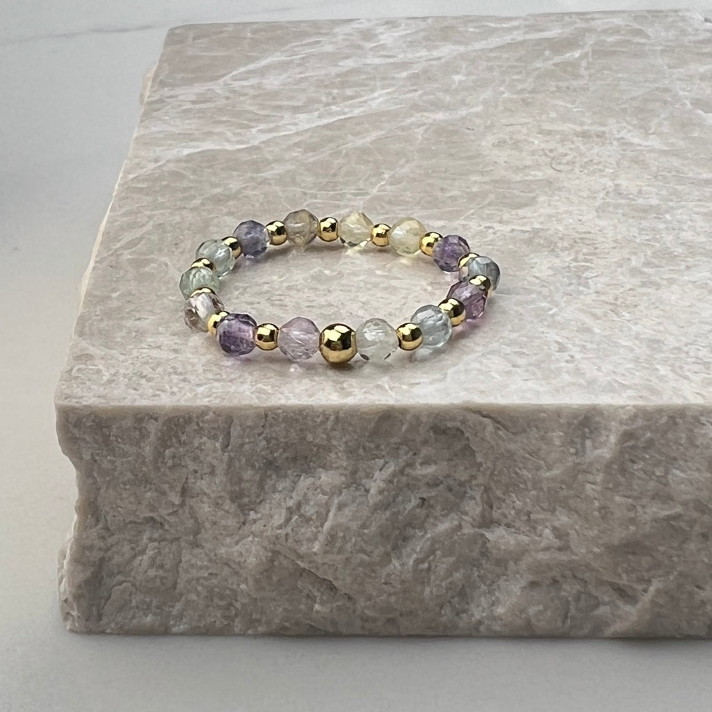 Fluorite Stretch Ring | Gold Plated