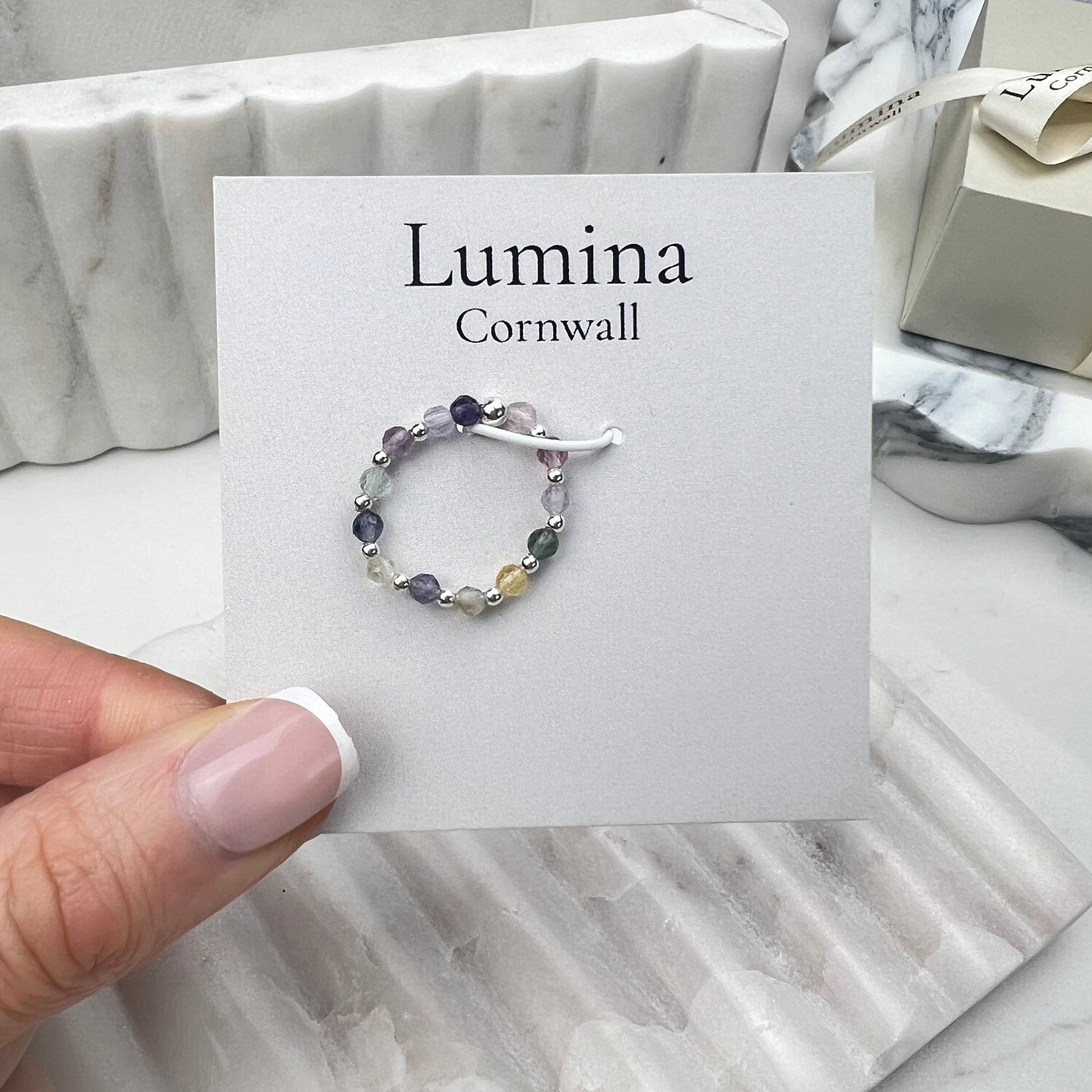 Fluorite Stretch Ring | Sterling Silver