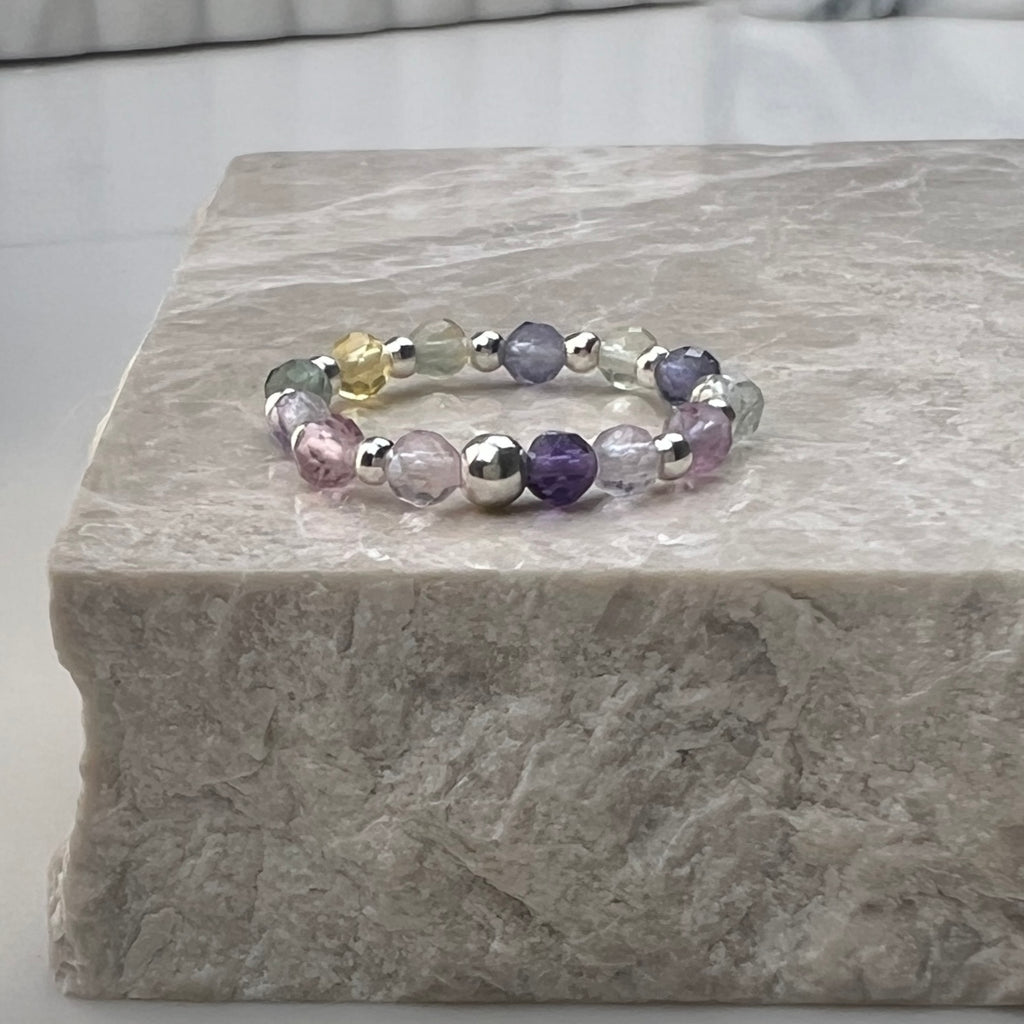 Fluorite Stretch Ring | Sterling Silver