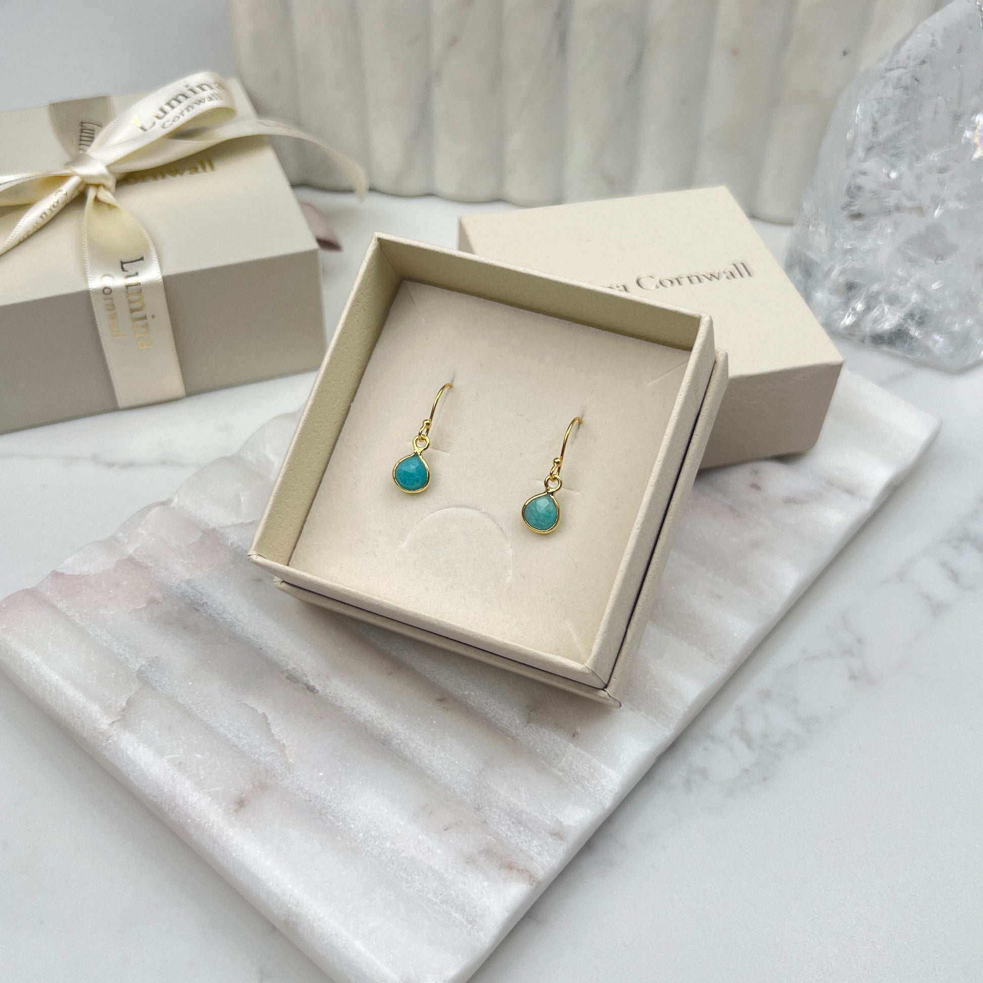Gold Amazonite Earrings