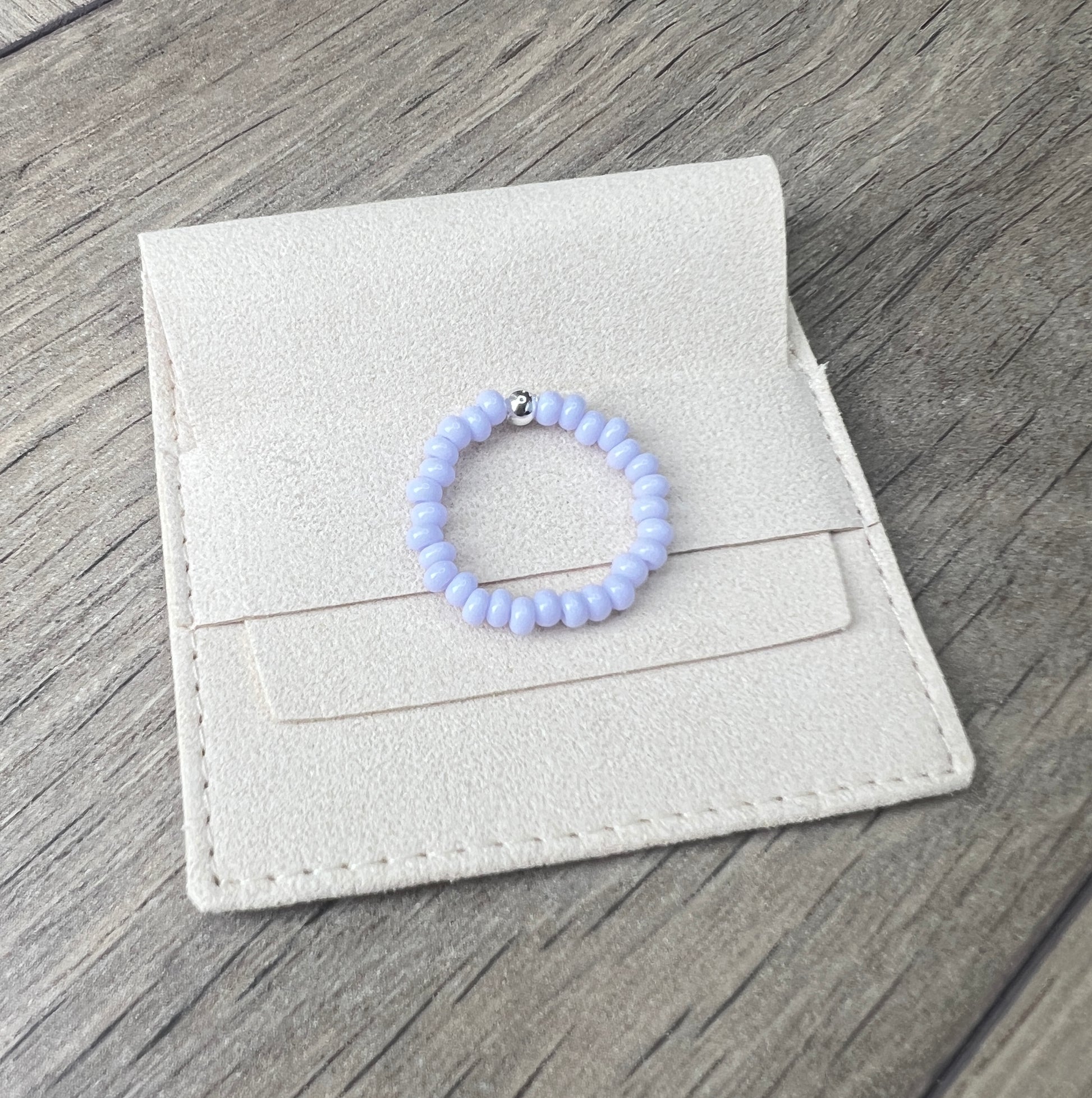 Lilac Glass Bead Ring