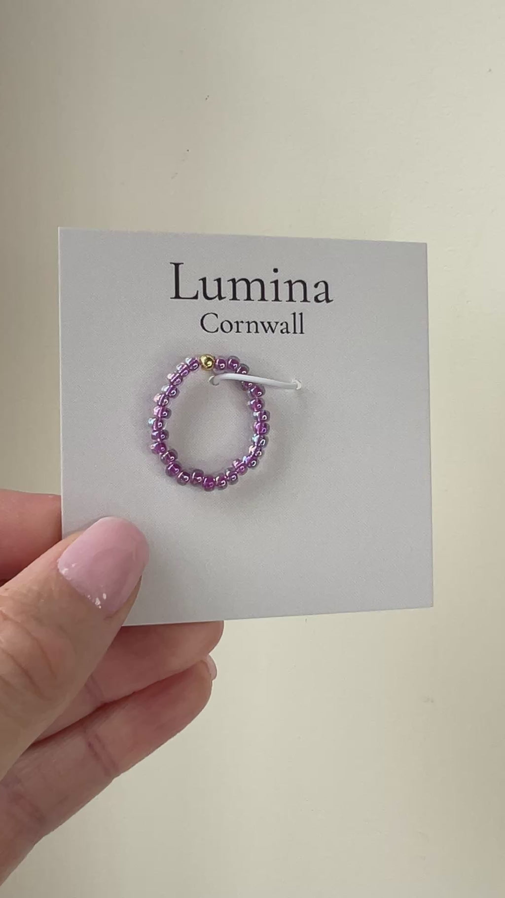 Raspberry-Lined Glass Bead Ring
