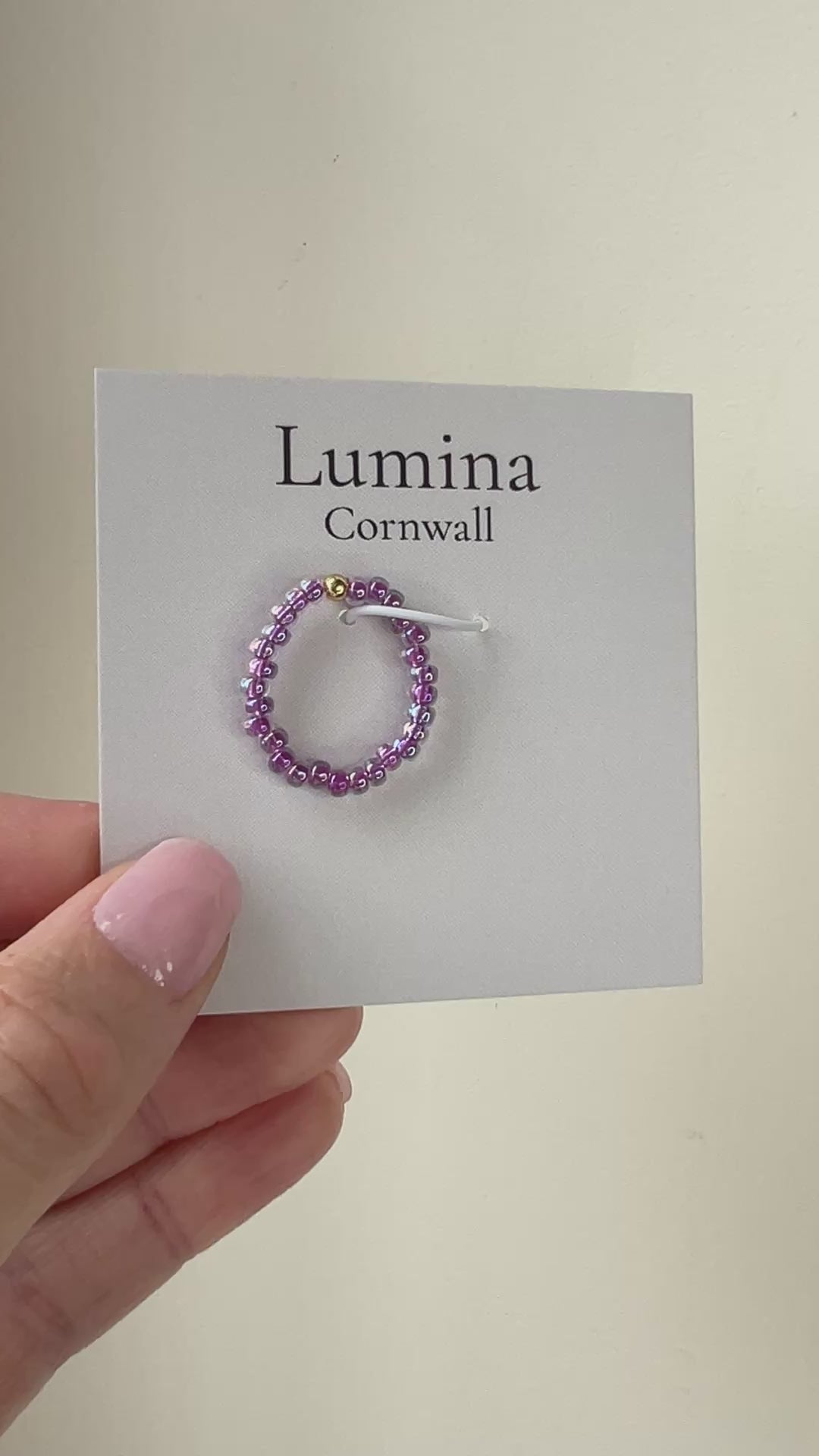 Raspberry-Lined Glass Bead Ring
