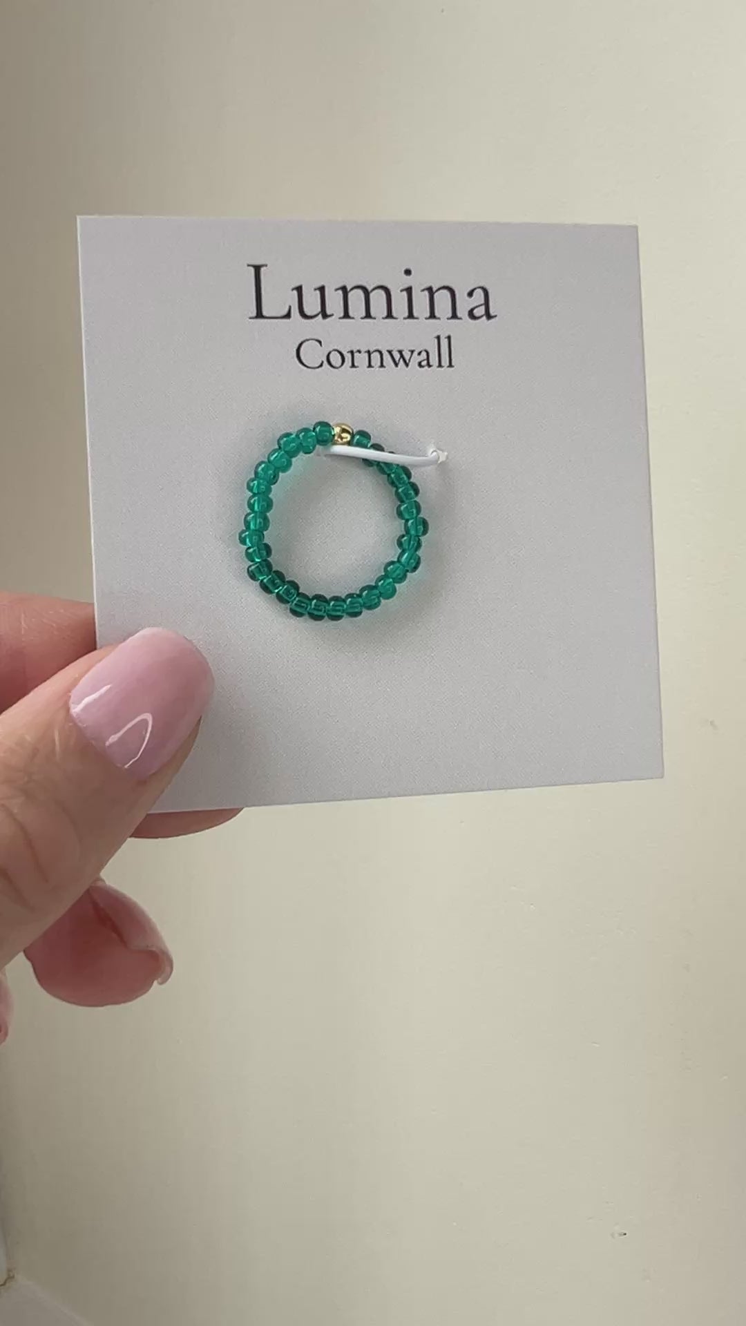 Emerald Glass Bead Ring