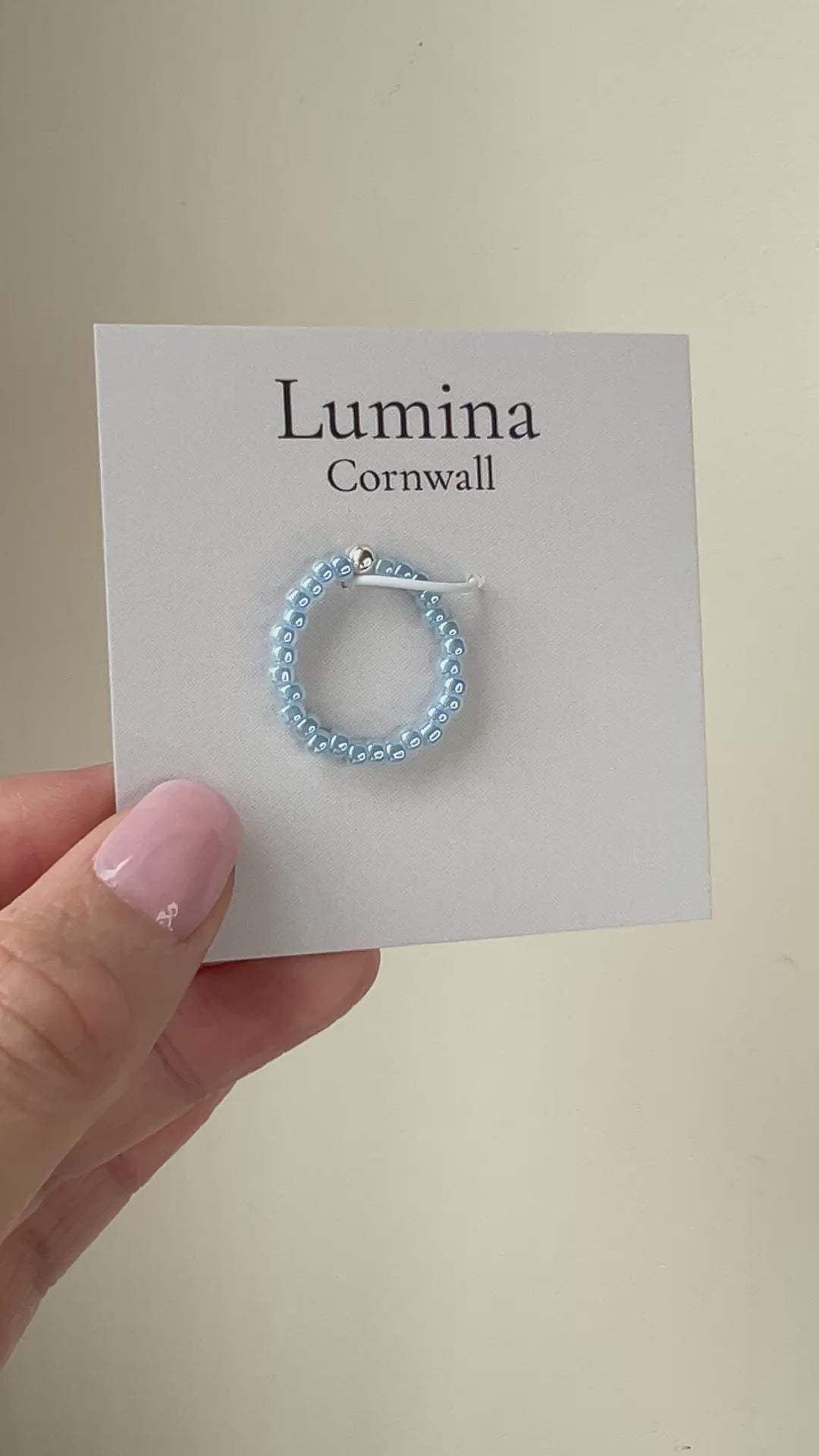 Sky-Blue Glass Bead Ring