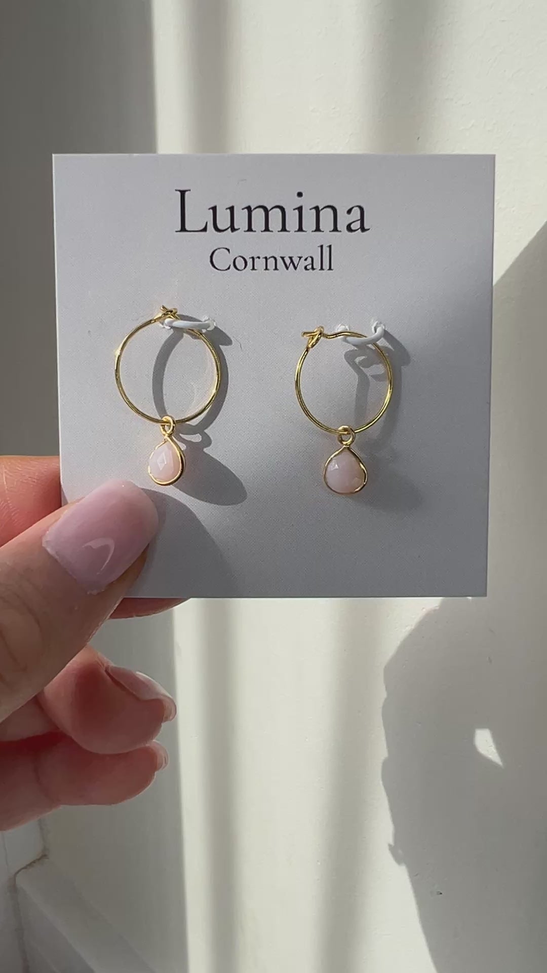 Pink Opal Hoop Earrings