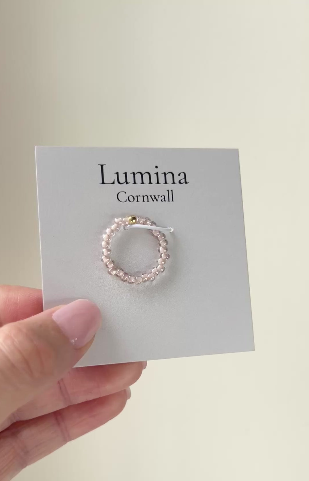 Blush-Lined Glass Bead Ring
