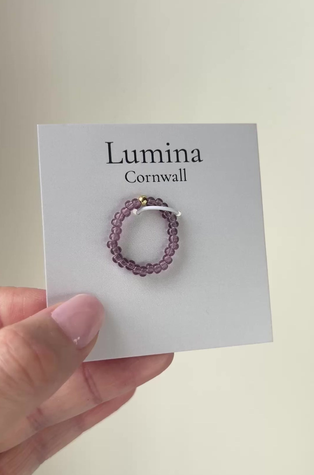Light Amethyst Glass Bead Ring